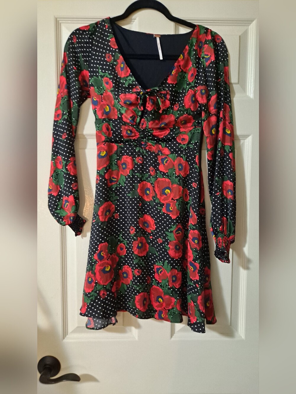 Free People Red Floral Polka Dot Dress